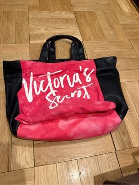 Victoria's Secret Pink and Black Canvas Tote